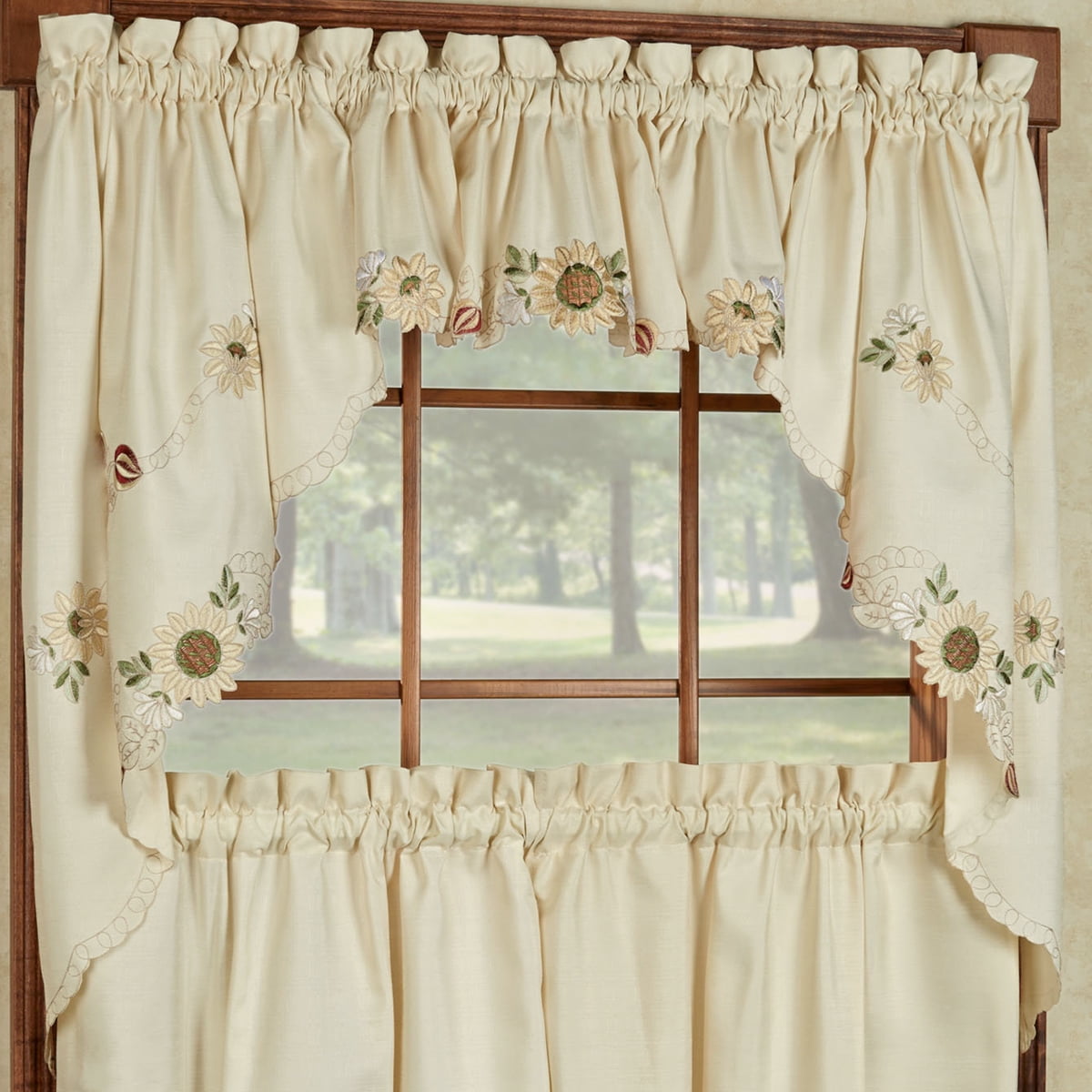 3 Piece Embroidery Kitchen Curtain Set gift 