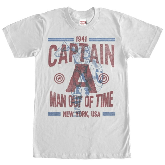 Men's Marvel Captain America Out of Time  Graphic Tee White 2X Large