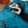 thumbnail image 4 of Manfei Retro Bohemain Flowers 7-Piece Bedding Comforter Set,Rustic Victorian Floral King Bedding Sets,Blue Black Damask Bed Sheets For Girls Boys,Super Cozy Room Decor Reversible, 4 of 8