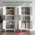 thumbnail image 5 of Elegant 69" Tall Modern Kitchen Pantry,Metal Storage Cabinet with Adjustable Shelves,Pantry Storage Cabinet for Kitchen,Dining Room,Living Room,White, 5 of 8