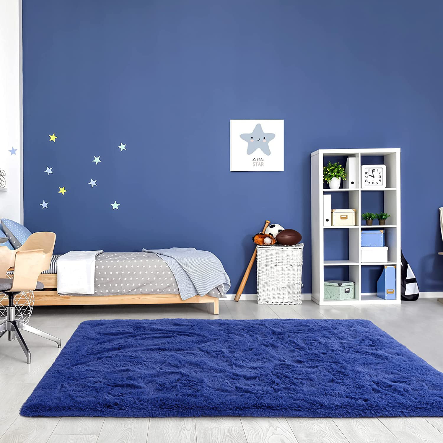 TWINNIS Luxury Fluffy Rugs Ultra Soft Shag Rug Carpet for Bedroom Living Room,Kids Room, Nursery,4x5.3 Feet,Indigo - image 5 of 8