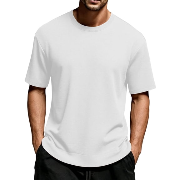 LIaqionyy Mens Big and Tall Shirt Short Sleeve Crew Neck Tops Solid Color Casual Loose Gym Workout Oversize T Shirts M-8XL