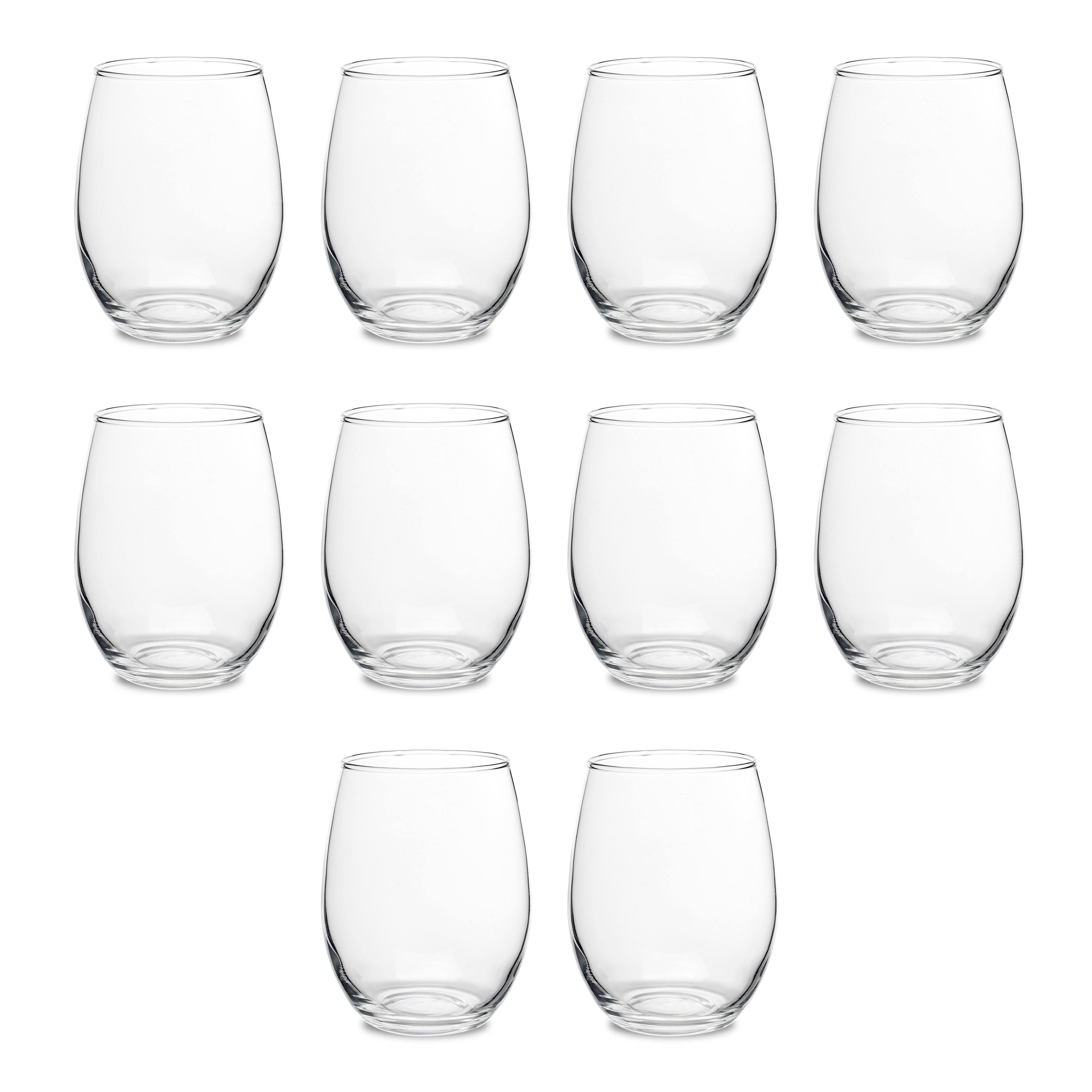 Stemless Wine Glasses by ARC Perfection 15 oz. Set of 10, Bulk Pack
