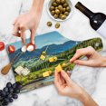 thumbnail image 4 of Landscape Cutting Board, Mountain Vista Thick Forest Trees Mountain Flowing River Grass Cloudy Sky Valley, Tempered Glass Cutting and Serving Board, Wine Bottle Shape, Multicolor, by Ambesonne, 4 of 5