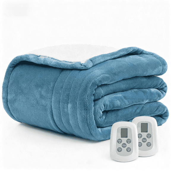 Heated Blanket Electric Blanket Queen Size 84"x90" Fast Heating Electric Blanket with Dual Control 10 Heat Levels & 10 Hours Auto-Off Overheat Protection Soft Flannel Heated Blanket Machine Washable