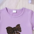 thumbnail image 5 of TOWED22 Kid Girls Clothes Outfits Cute Sweet Bowknot Print T-Shirt + Bowknot Print Denim Skirt Summer Clothing Set(Purple,6 Y), 5 of 7