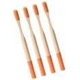 thumbnail image 2 of EeaseMX 4 cepillos de dientes de bambú biodegradables, ecológicos, para viajes y uso doméstico (naranja), 2 of 7