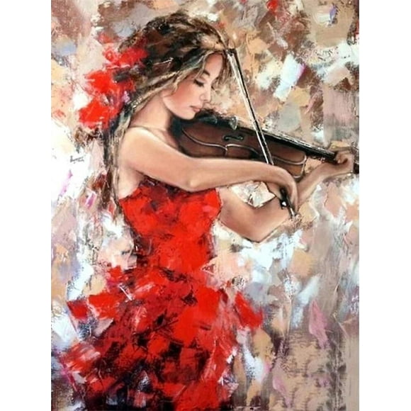 Dww-30 X 40 Cm ,fille Jouant Du Violon Diamond Painting Broderie Diamant Peinture Canevas 5d Tableau Enfant Adulte Strass Lot Puzzle Dessin Decoratio