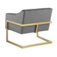 thumbnail image 3 of Hampshire Gray Velvet with Gold Stainless Steel Modern Accent Chair, 3 of 3