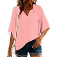 thumbnail image 7 of Summer Tops for Women V Neck 3/4 Bell Sleeve T-Shirts Solid Color Pullover Tshirts 4th of July Shirts Women, 7 of 7