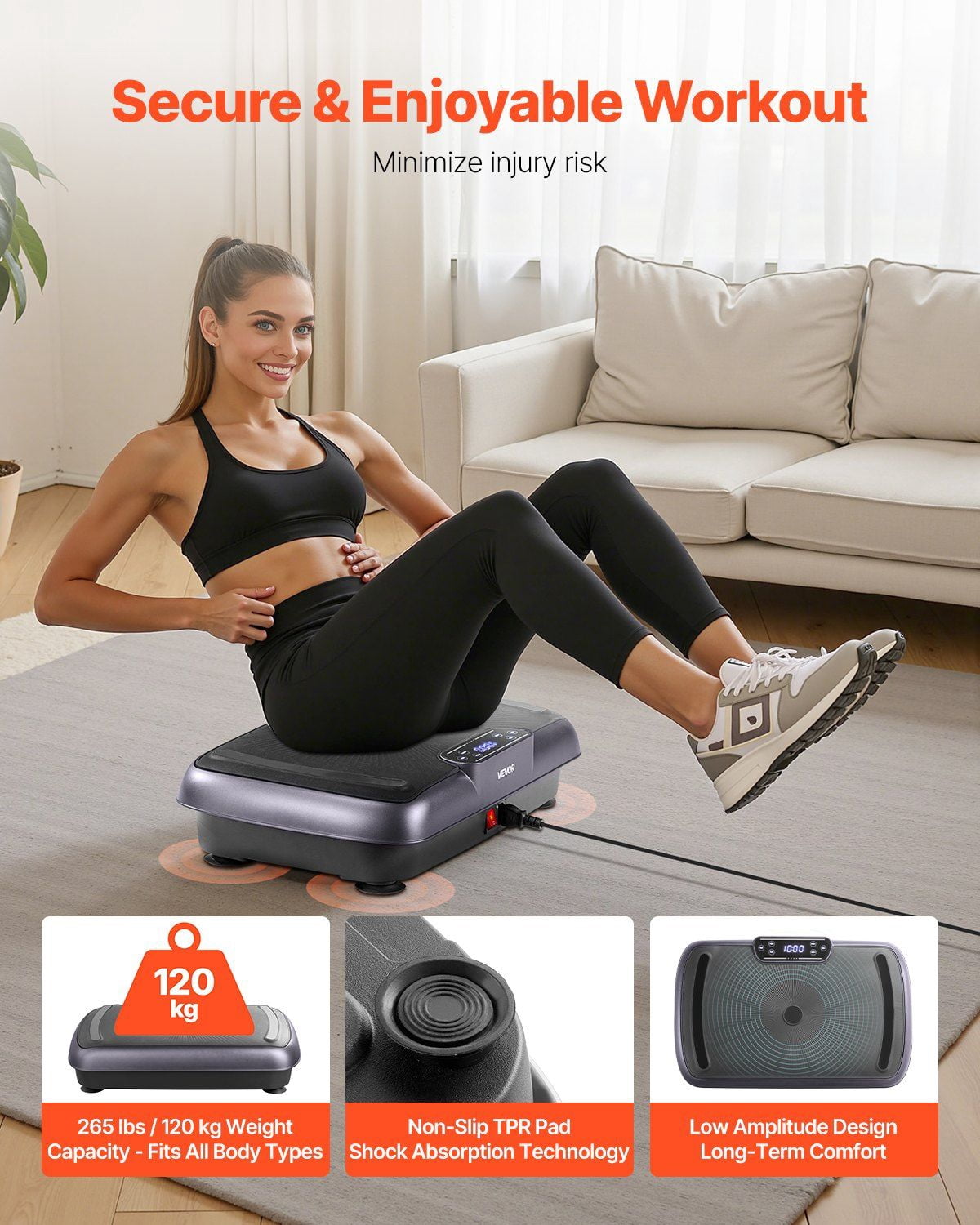 Vibration Plate Exercise Machine Whole Body Shaker Fitness Platform with 99 Adjustable Modes, Remote Control, Resistance Bands, Anti-Slip Base, Compact Black Design for Home Full-Body Workouts