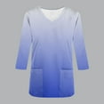 thumbnail image 3 of Aofany Top for Women, Scrubs Tops with Pocket for Women, 3/4 Sleeve V-neck Nurse Tops Gradient Working Uniform Blouse Working Tops, 3 of 4