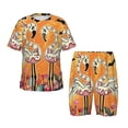 thumbnail image 1 of Sikiie Ensemble de Pyjama à Manches Courtes pour Enfants Imprimé Flamants Roses d'Halloween, Haut à Col Rond avec Taille Élastique et Shorts, Ensemble Deux Pièces, Adapté pour Pyjama et Vêtements de Maison-Moyen, 1 of 6