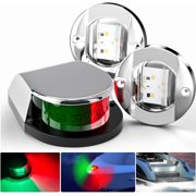 LED Boat Navigation Lights Waterproof Marine Bow Stern Deck Lights with Chrome Bezels 3 Piece Set