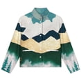 thumbnail image 4 of Jackets for Women Winter Coat Jackets Flannel Stand Collar Jacket(Mountain Forest Art Print,Size:S-4XL), 4 of 7