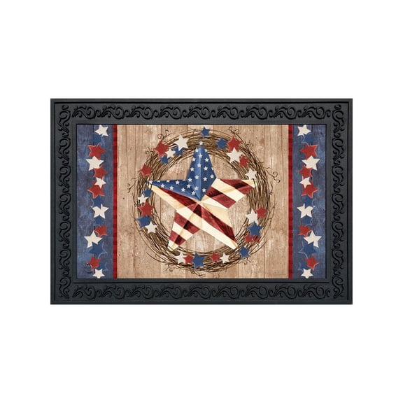 Briarwood Lane Spring 4th of July Doormat 30x18 Indoor Outdoor Americana Barnstar Patriotic For 4th of July Doormat