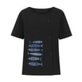 thumbnail image 4 of LEBONYARD Womens Summer Clothes,Women Casual Cotton and Linen Top Ocean Fish Printed Short Sleeve Button Tunic T-shirt Blouse Tops Black XL, 4 of 4