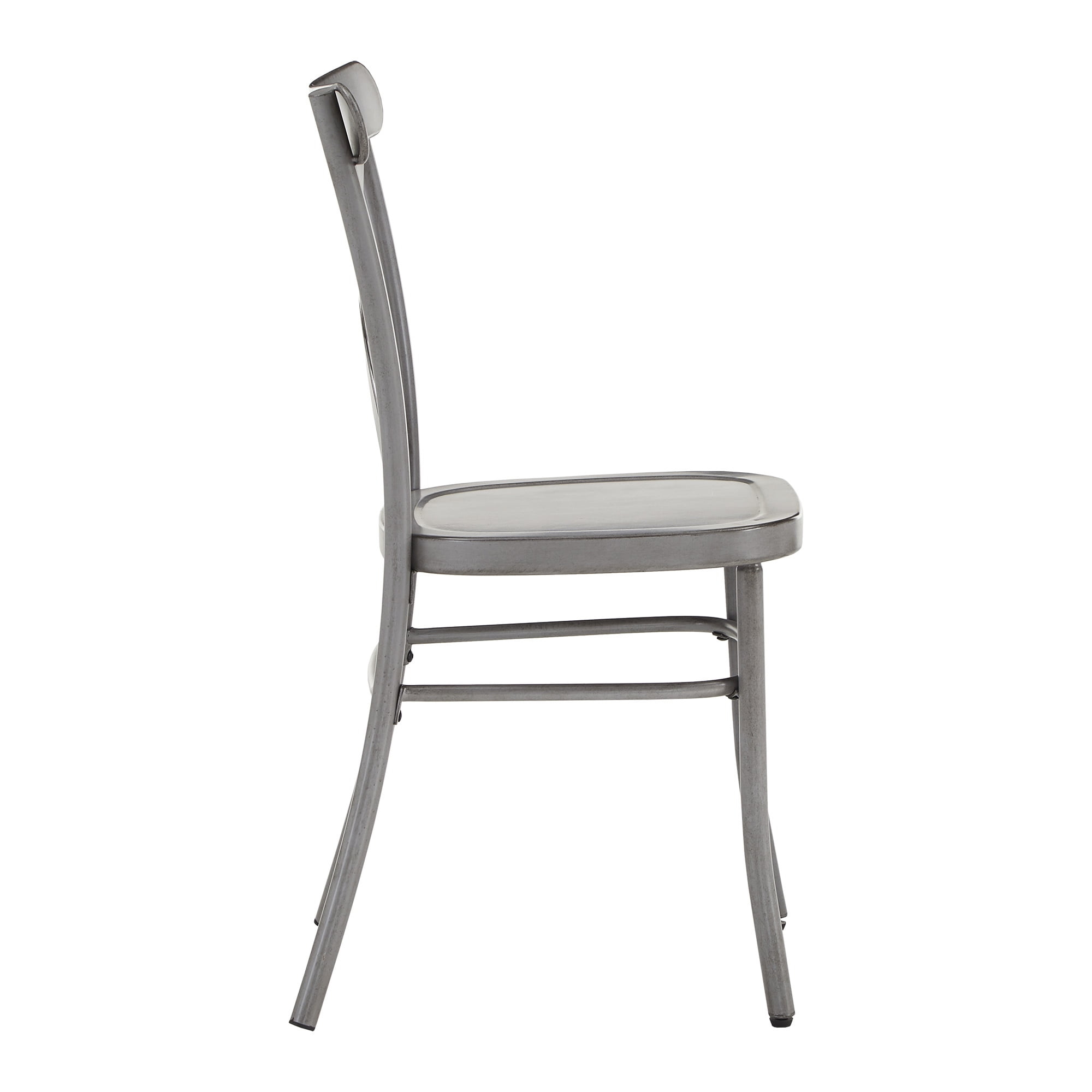 Weston Home Perry X-Back Metal Dining Chairs, Set of Two, Antique Grey