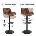 thumbnail image 3 of Art Leon Rustic Bar Stools Set of 2, Faux Leather with Backrest Chrome Legs, Upholstered Swivel Kitchen Stools, Cognac, 3 of 7