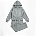 thumbnail image 5 of Husipze 2 Piece Sweatsuit for Girls Fleece Zip Relaxed Fit Hoodie Sweatshirt Oversized Wide Leg Elastic Waist Sweatpants Outfits Gray 5-6 Years, 5 of 9
