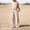 Khaki, variant on Pullover Set for Women 2PC Fashion Woman Round Neck Solid Sleeveless Blouse +Loose Pockets Pants Sets Gifts for Women