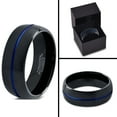 thumbnail image 3 of Tungsten Wedding Band Ring 10mm for Men Women Black Blue Center Line Dome Brushed Lifetime Guarantee, 3 of 4