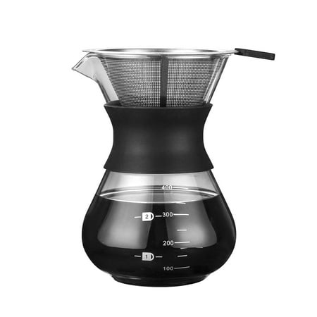 

Pour Over Coffee Maker 14Oz Paperless Glass Carafe With Stainless Steel Filter Reusable Glass Coffee Pot Manual Coffee Dripper Brewer Hand Drip With Silicone Sleeve