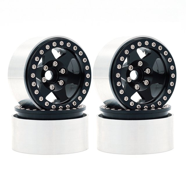 Llanta de la rueda de aleación de aluminio, cubo de llantas de rueda Beadlock, reemplazo de 4 Uds para 1/10 Axial SCX10 90046 SCX10 III AXI03007 AXI03003 RC Car Eccomum Llanta de la rueda