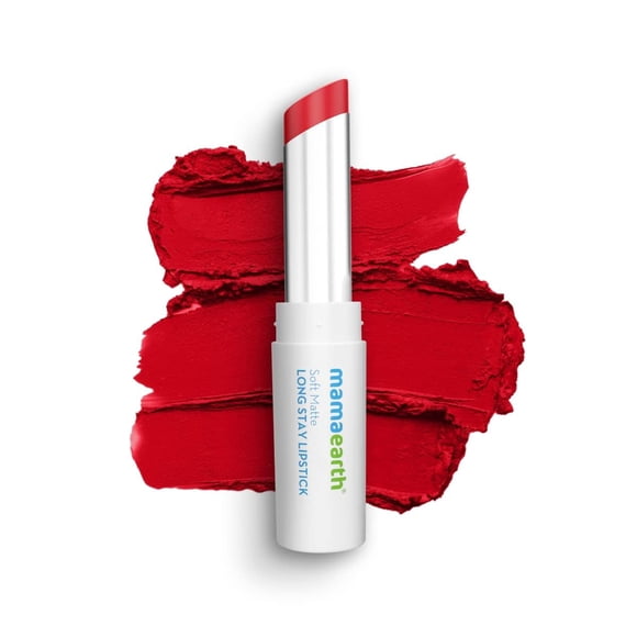 Lápiz labial hidratante mate suave Mamaearth (07 - Rojo rubí) | Fórmula ligera de larga duración de 12 horas | Impermeable y sin secado | Acabado mate liso | 0,12 onzas (3,5g)