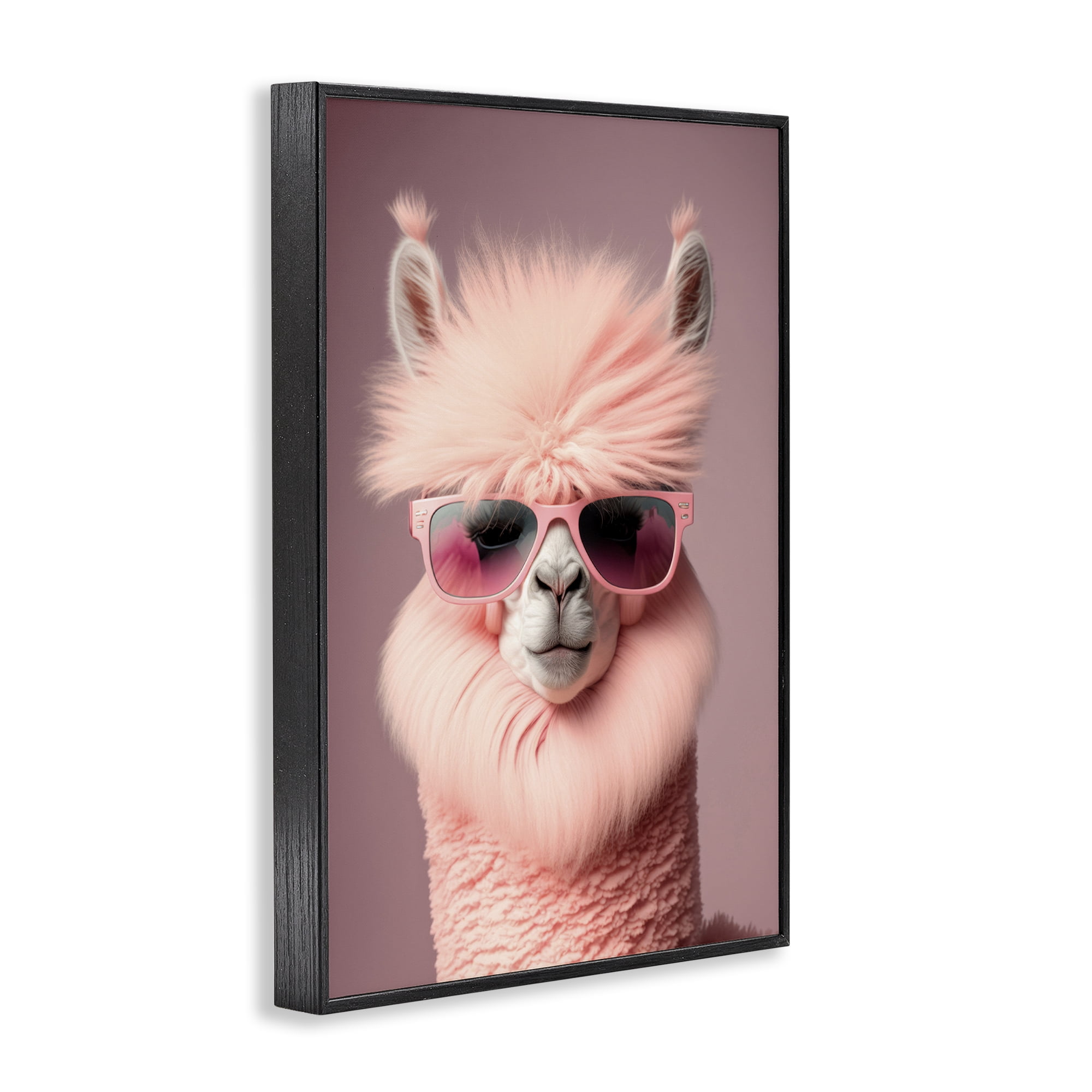 Stupell Industries Fluffy Pink Glam Alpaca Animals & Insects Painting Black Framed Art Print Wall Art, 12 x 18