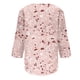 thumbnail image 3 of 3/4 Manga Superior Impresa Botón Suelto Cuello Redondo Camiseta, Tops Sueltos para las Mujeres, 3 of 5