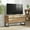 Oak, variant on Modern TV Stand for TVs up to 75 inch, 2 in 1 Entertainment Center TV Console with Storage Cabinets and Metal Base,Media Console for Living Room