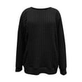 thumbnail image 5 of Fall Saving! HVOBTTY Women's Long Sleeved T Shirt, Fall and Winter Tops for Women, Women's Casual Solid Color Crew Neck Long Sleeve Loose Sport Pullover T Shirt Black, Black, 5 of 5