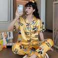 thumbnail image 2 of Disney-Conjunto de pijama de Mickey para mujer, ropa de dormir sedosa, de satén, bonita, Kawaii, para el hogar, suave e informal, para otoño e invierno, 2 piezas, 2 of 4
