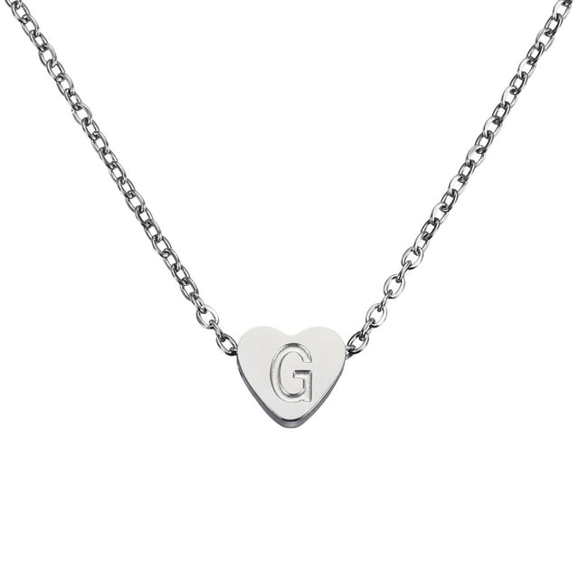 Collar Inicial de Corazón Uxcell para Mujeres, Cadena de Acero Inoxidable Baño de Oro de 18K, Collar Personalizado con Letra G para Regalos de Joyería para Mujeres, Tono Plateado