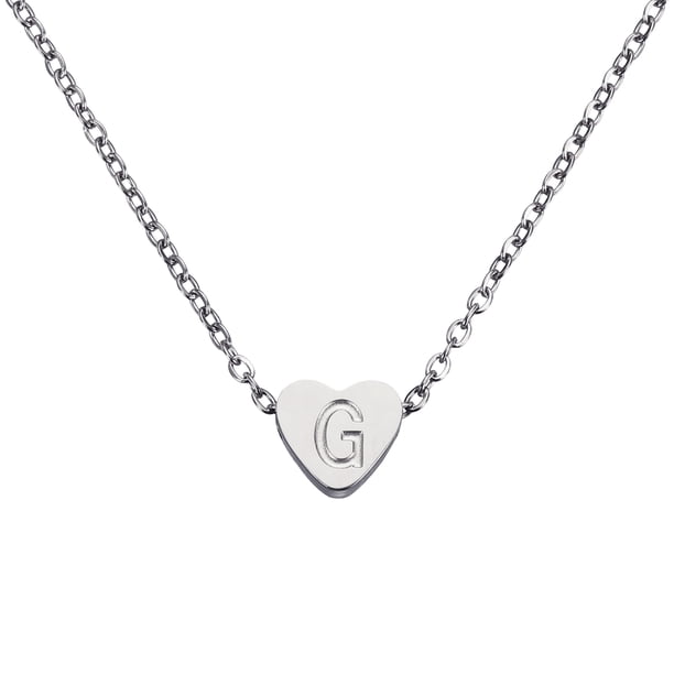 Collar Inicial de Corazón Uxcell para Mujeres, Cadena de Acero Inoxidable Baño de Oro de 18K, Collar Personalizado con Letra G para Regalos de Joyería para Mujeres, Tono Plateado