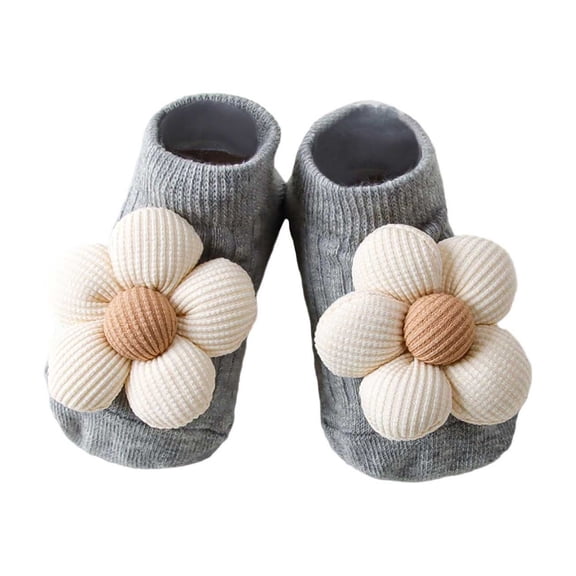 Ticikt Baby Girl Ankle Socks, Non- Low Cut Floral Socks for Infants, Toddlers & Girls,Color:Beige,0-1 Years