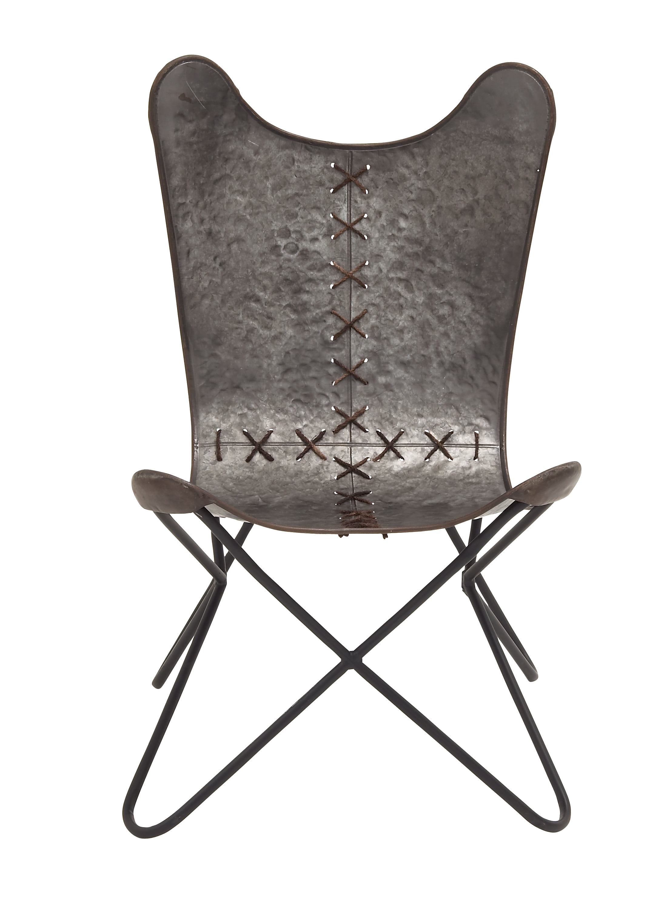 Decmode Industrial 38 x 23 Inch Galvanized Metal Butterfly Chair