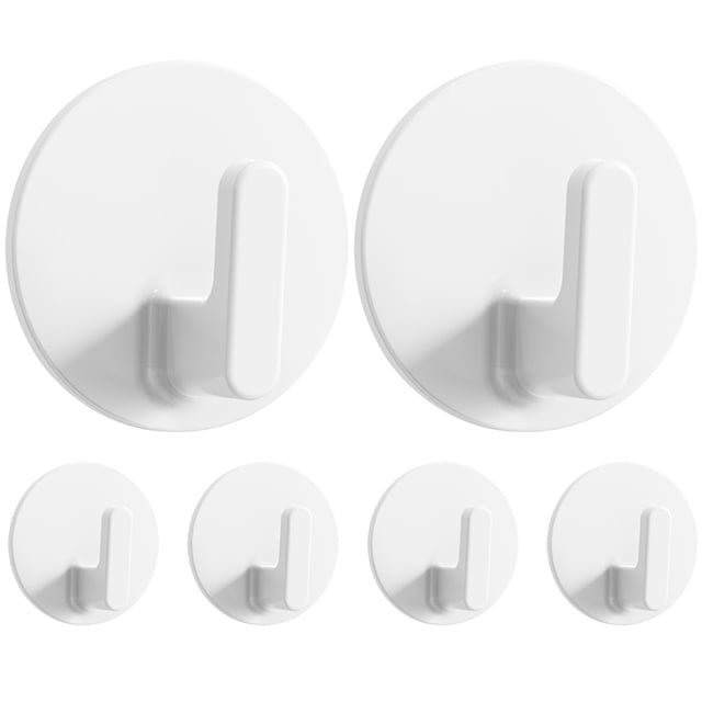 GOOHOCHY 6 ganchos adhesivos blancos para pared, para baño, para llaves