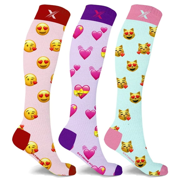 Emoji Fun And Expressive Compression Socks - 3 Pair