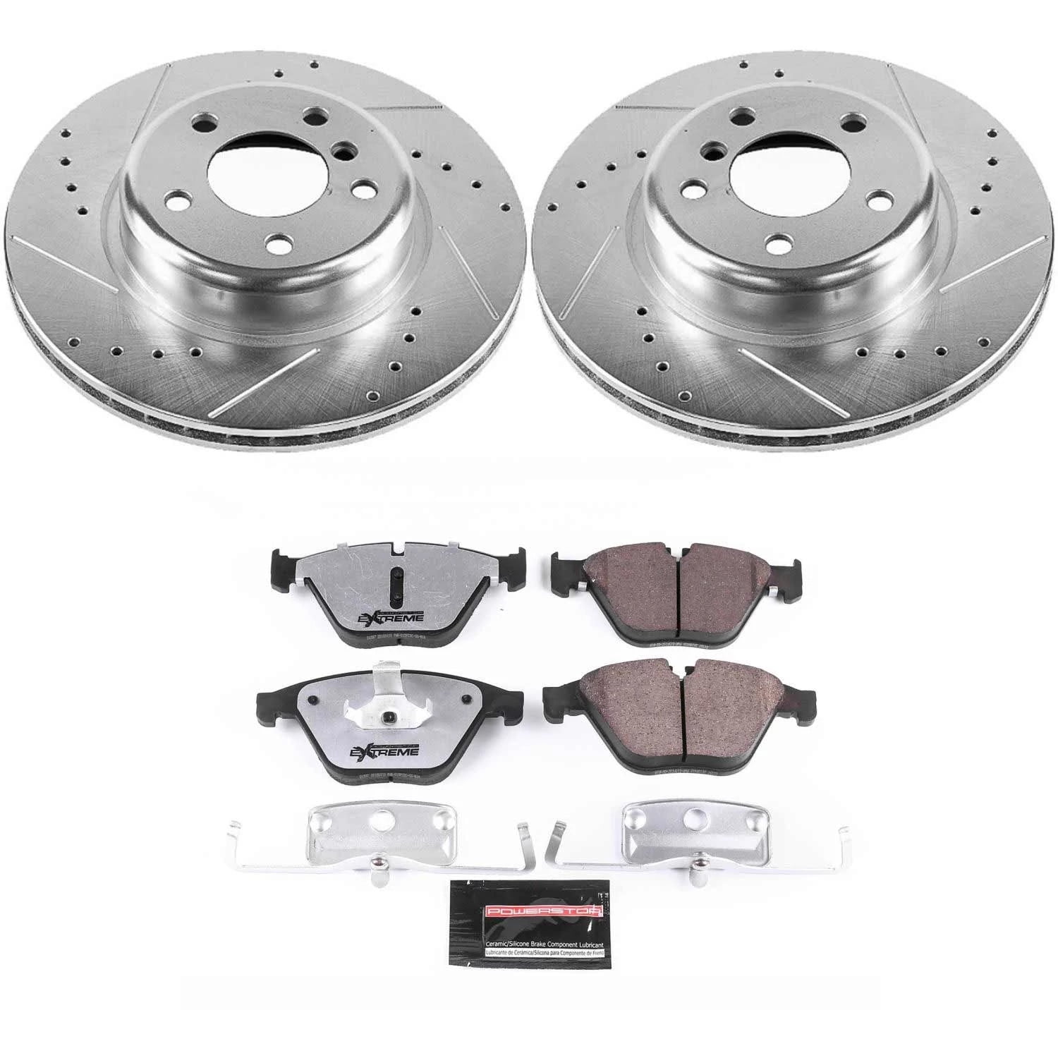 PowerStop Front Z26 Street Warrior Carbon-Fiber Ceramic Brake Pad and Drilled and Slotted Rotor Kit Fits: BMW Select Models K7163-26