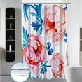 thumbnail image 3 of Small Stall 36"x72" Watercolor Floral Shower Curtain Set with Hooks,Blush and Teal Leaves Flowers Bathroom Curtain, Modern Minimalist Waterproof Bath Curtain for Bathroom Decor, 3 of 6