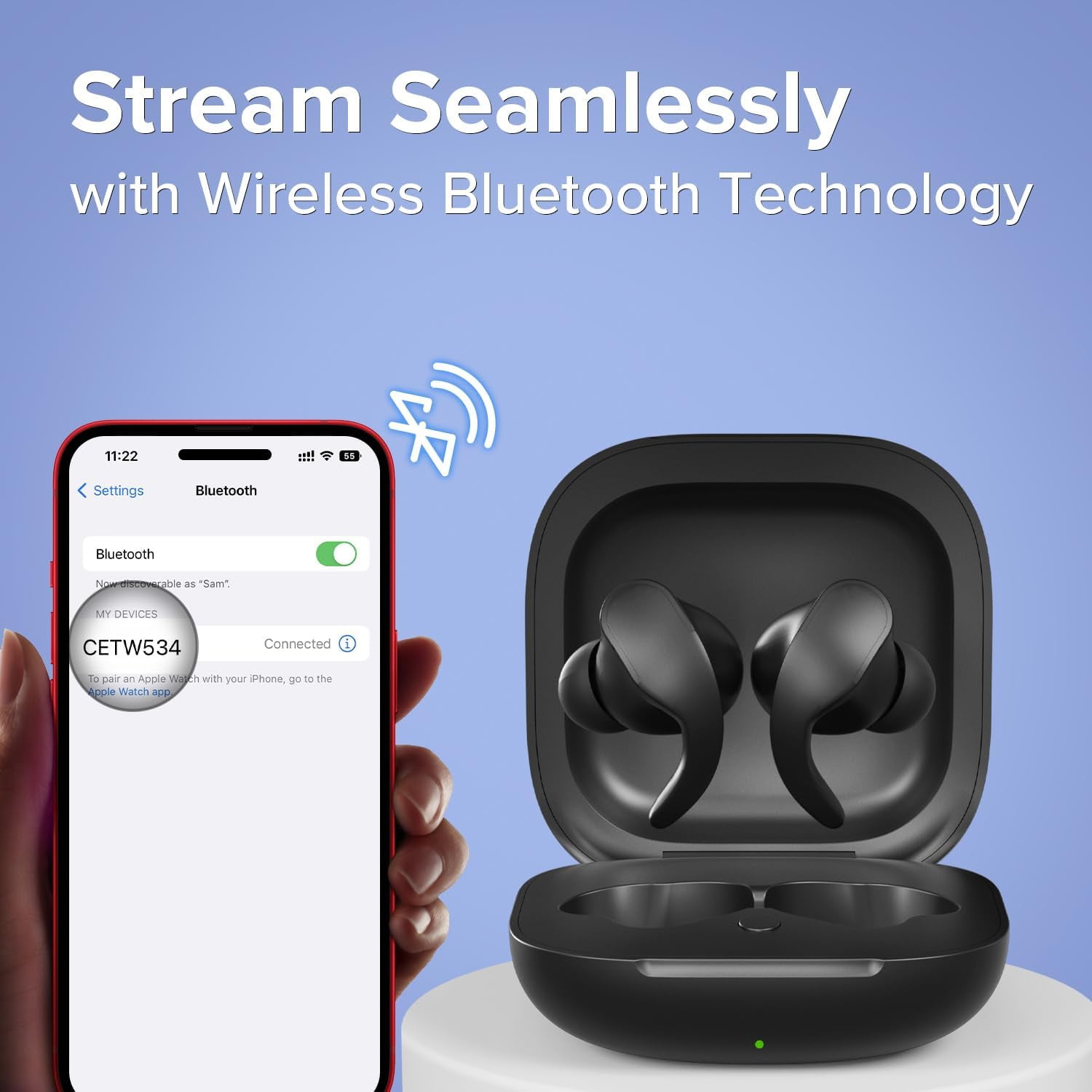 COBY Sports True Wireless Earbuds, Noise-Isolating Bluetooth Earbuds with Secure-Fit Ear Tips, Black