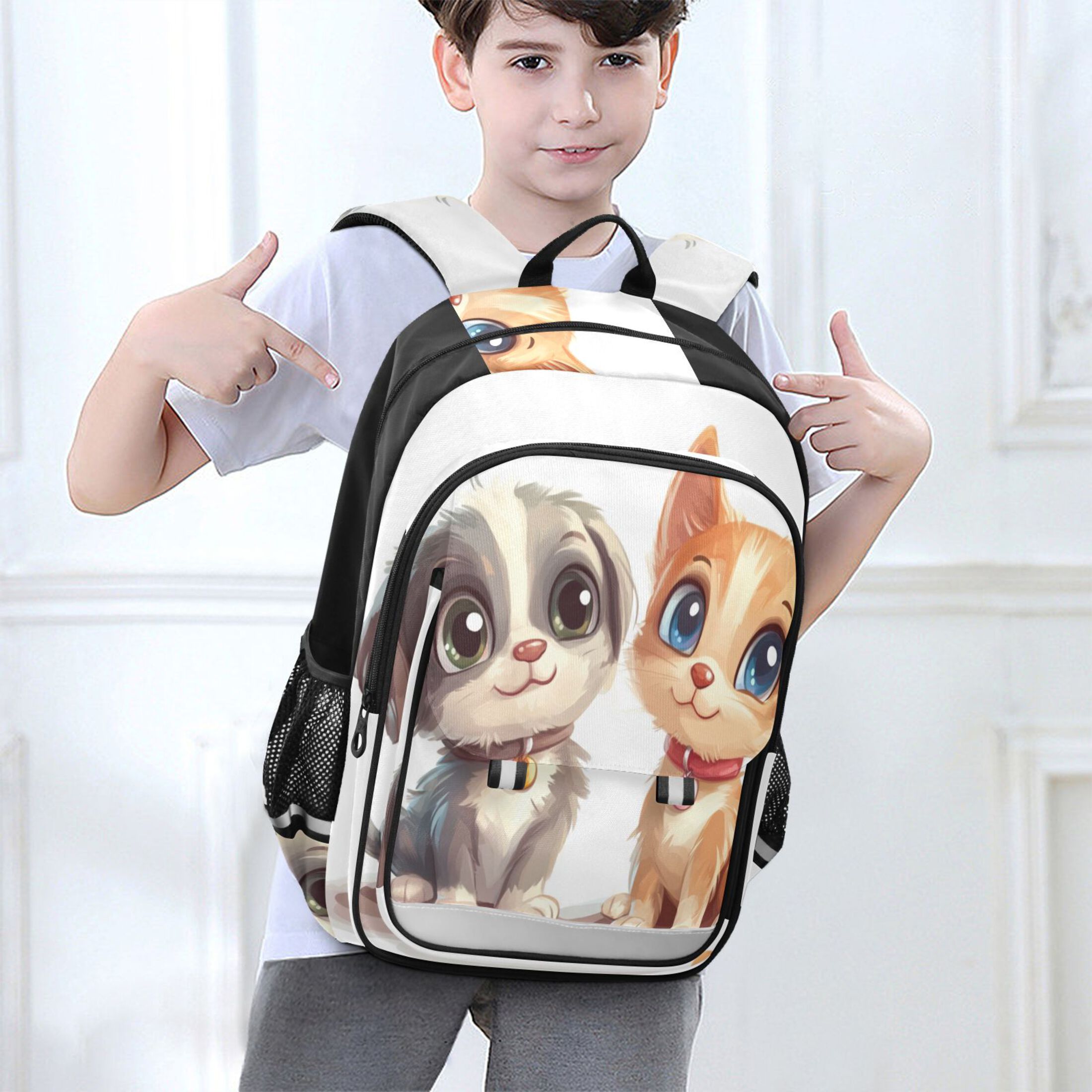 Backpack 12.9 *5.1 * 17.7 Inches Outing Backpack, Shopping Backpack, Travel Backpack Dog and Cat Friends