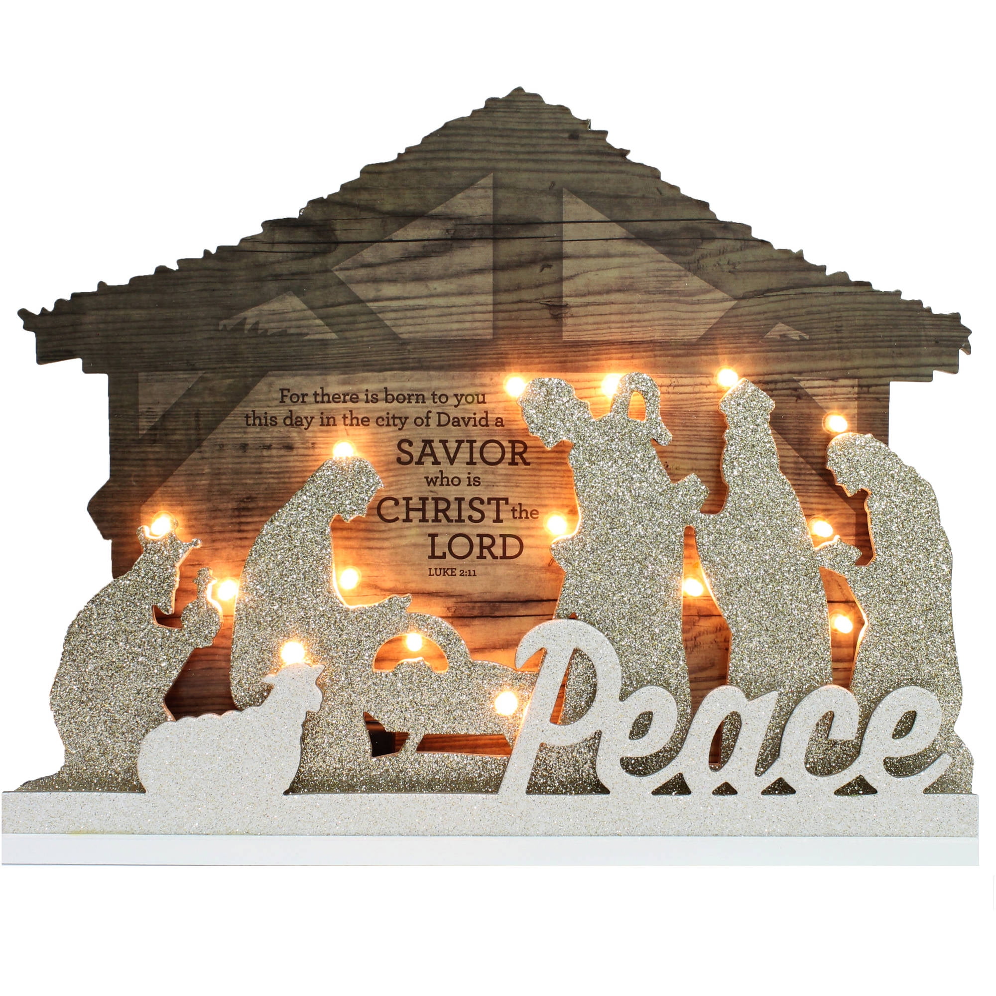 Holiday Time Christmas Decor 14&quot; Lighted Nativity Scene - Walmart.com