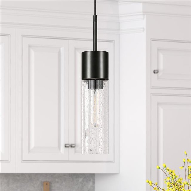 Henn & Hart PD0582 Pendentif en Acier Noirci et Verre Semis