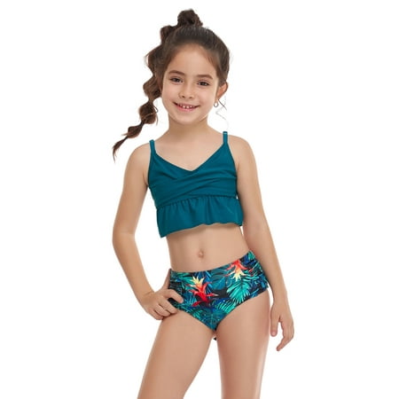 

wsevypo Mommy and Me Swimsuits Family Matching Swimsuits Girls Bathing Suit Two Piece Bikini for Women Girls