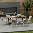 thumbnail image 2 of GDF Studio Jiana Outdoor Acacia, Iron, PE Rattan 7-Piece Dining Set, Teak, Black, Silver, Natural, 2 of 13