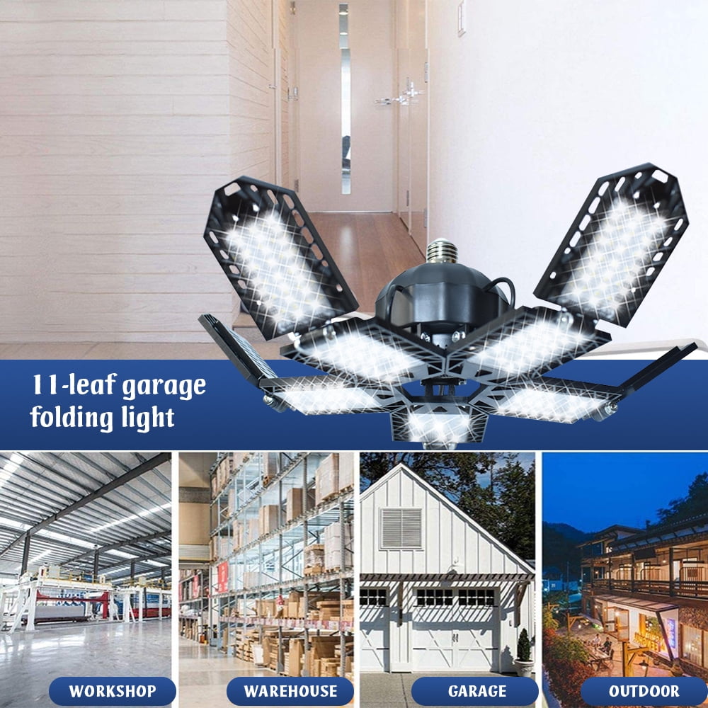 Welan LED Garage Light with 10+1 Adjustable Panels, Super Bright Screw E27 Ceiling Workshop Work Light, 150W 15000 Lumens for Garage, Workshop, Attic, Basement.