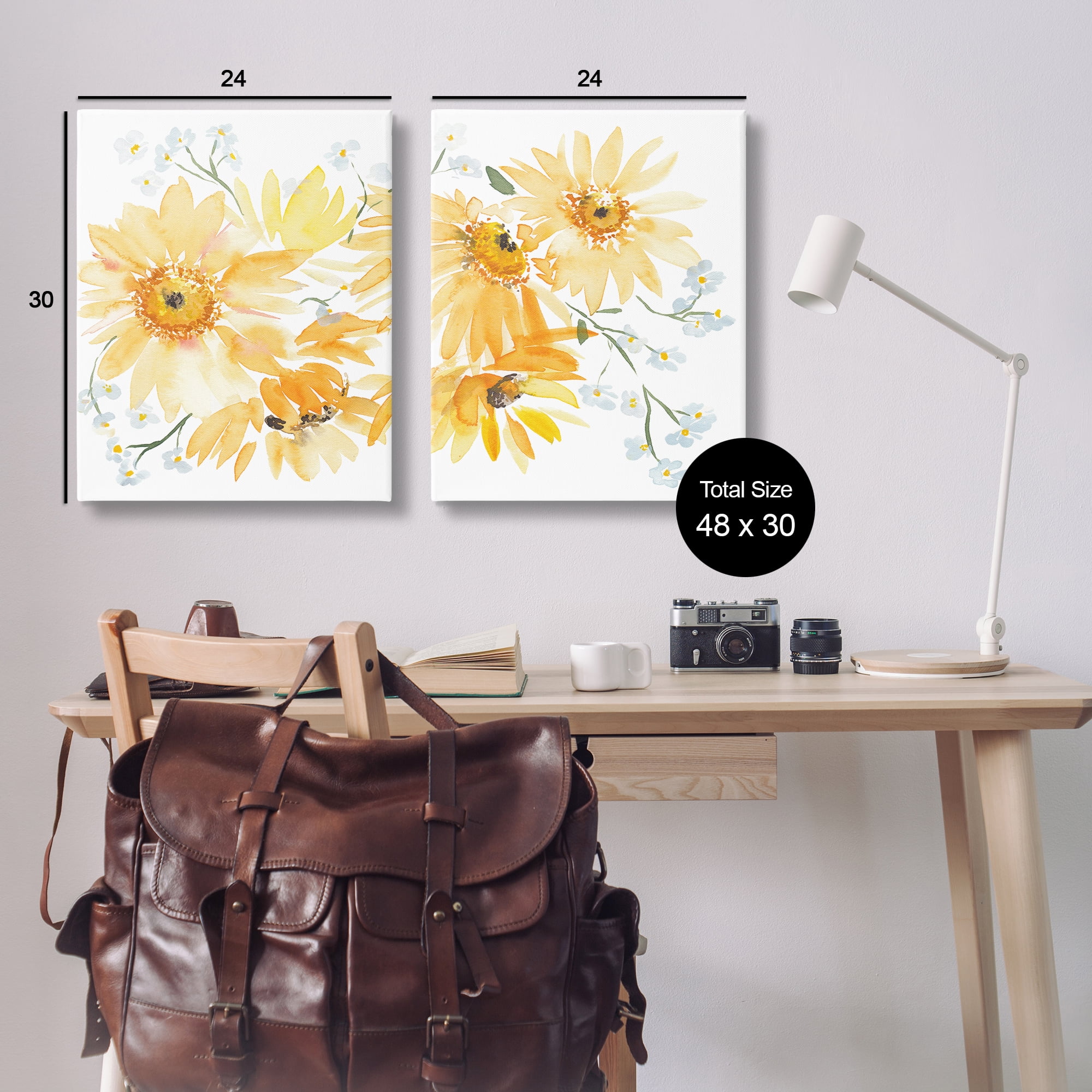 Stupell Industries Watercolor Black Eyed Susans Plants & Flowers Painting Wrapped Canvas Art Print Wall Art, 24 x 30, Set of 2